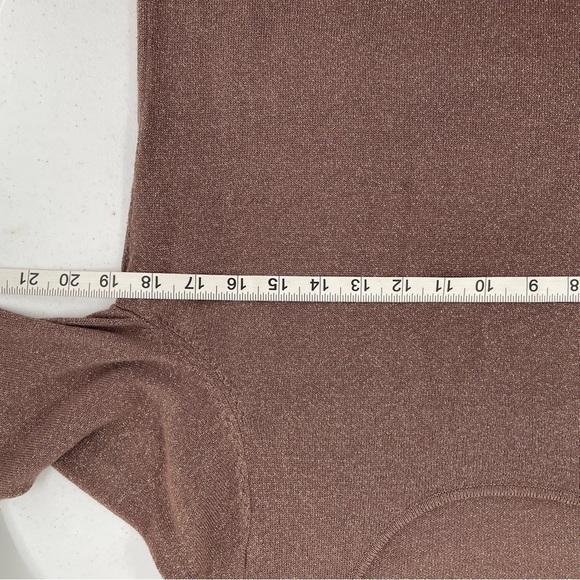 Loft Rose Gold Metallic Thread Zip Accent Banded Long Sleeve Cuffs Bottom - Picture 4 of 12